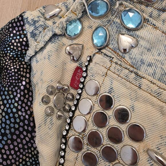 Vintage The Tony Alamo 1987 Levi's Beaded Studded Cropped Denim Jacket Sz Medium - Picture 12 of 12